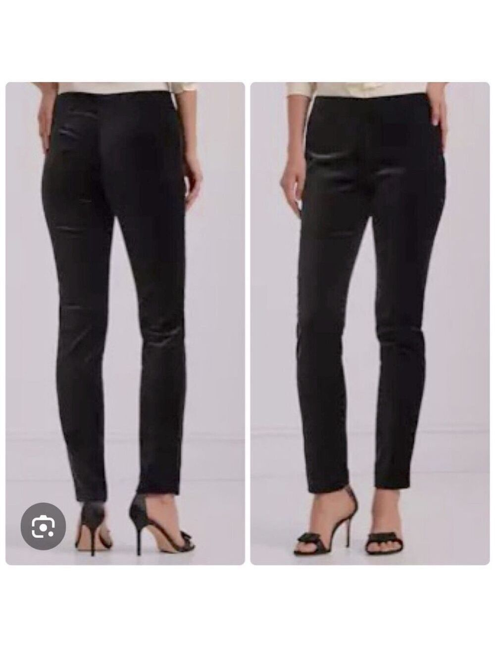 Lauren Ralph Lauren Black Velvet Pants Stretch Slim Ankle Trousers Size 8